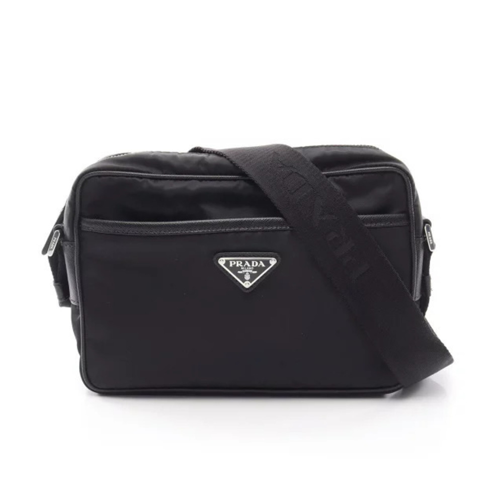 Prada TESSUTOSAFFI Shoulder Bag Saffiano Leather Black